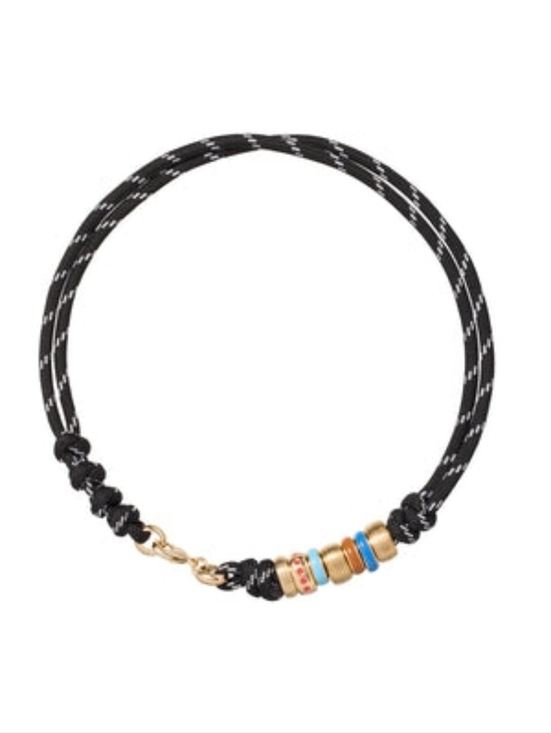Roxanne Assoulin Jewelry - Roxanne Assoulin Black Cord Necklace with Gold, Blue and Red Beads